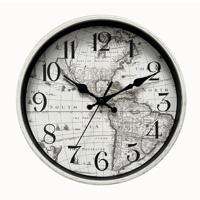 12" Journey's End Antique White Clock
